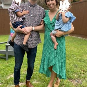 Green, white leaves wrap dress, spring dress, summer dress, cocktail dress